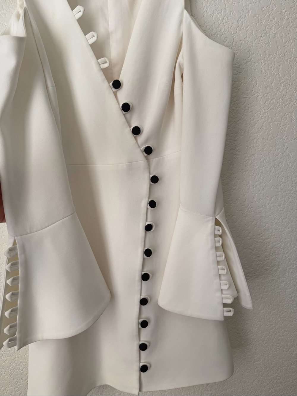 ALEXIS Galen Mini Dress Ivory Cold Shoulder Bell Sleeve XS - Picture 6 of 14
